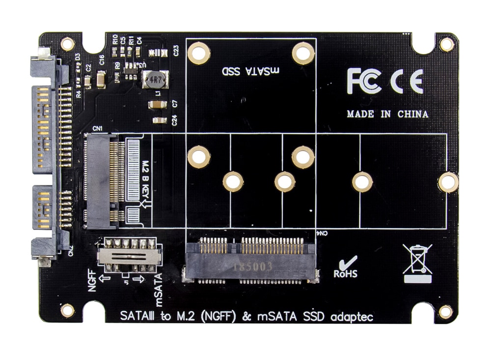 POWERTECH κάρτα μετατροπής 2.5" SATA σε M.2 B & mSATA SSD ST525, 6Gbps - Image 2