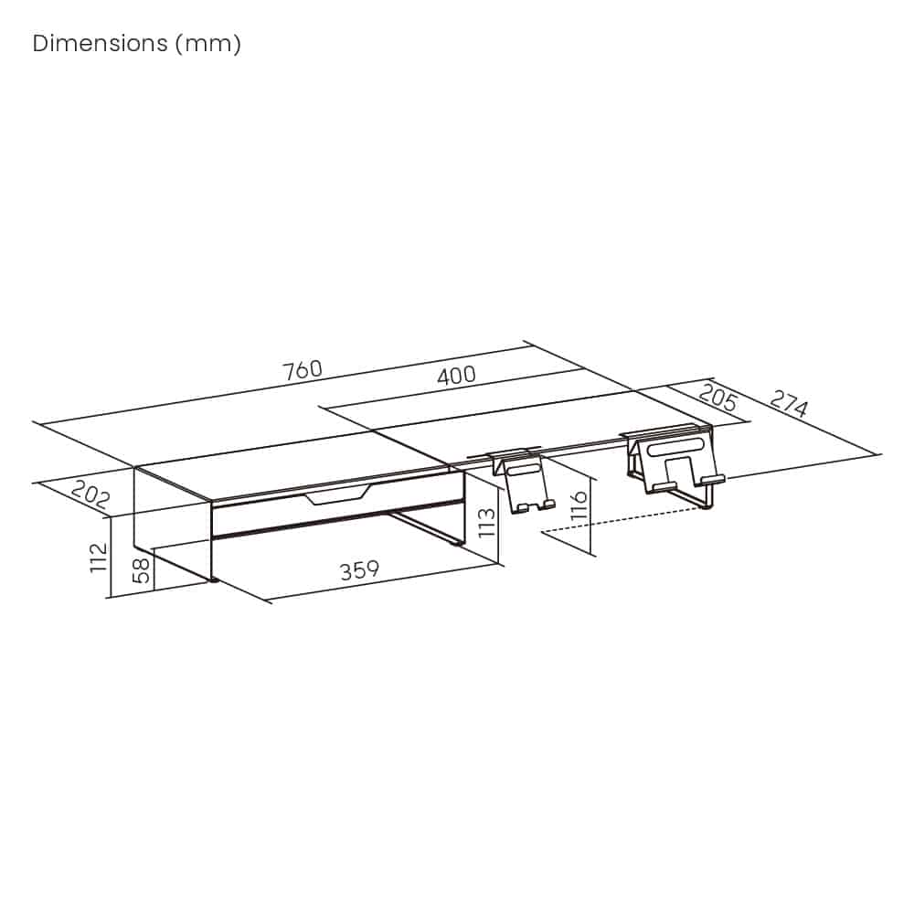 BRATECK επιτραπέζια βάση για οθόνη/laptop/smartphone/tablet STB-128-02 με συρτάρι, 13-32", έως 20kg, heavy duty, μαύρη - Image 9