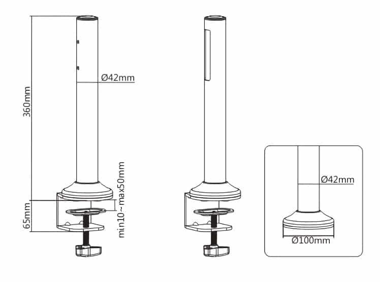 BRATECK 2x βάσεις στήριξης πάνελ SW02-3, SW series, για γραφείο - Image 6