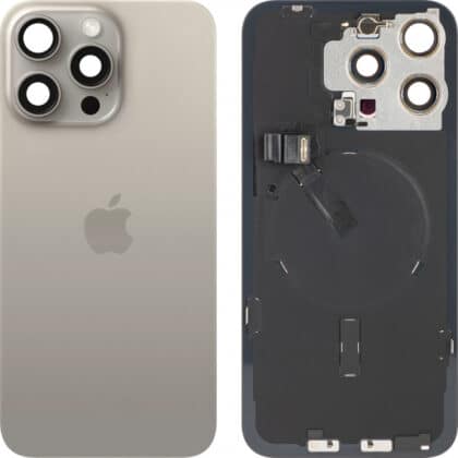Κάλυμμα μπαταρίας / πίσω γυαλί για Apple iPhone 15 Pro Max, φυσικό τιτάνιο, τραβηγμένο (βαθμού Α)