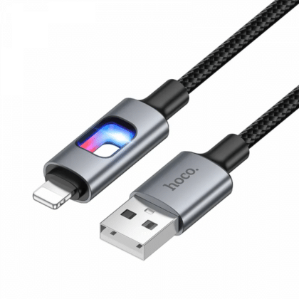 Καλώδιο USB-A σε Lightning Hoco U144 LED, 18W, 2.4A, 1.2m, Μαύρο