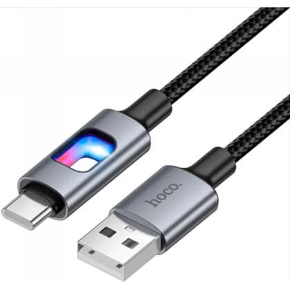 Καλώδιο USB-A σε USB-C Hoco U144 LED, 18W, 3A, 1.2m, Μαύρο