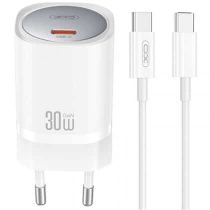 Φορτιστής τοίχου XO DESIGN CE20, 30W, 3A, 1 x USB-C, με καλώδιο USB-C, Λευκό