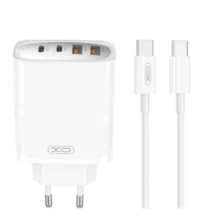 Φορτιστής τοίχου XO DESIGN CE22, 45W, 3A, 2 x USB-A - 2 x USB-C, με καλώδιο USB-C, Λευκό