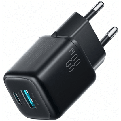 Φορτιστής τοίχου Joyroom JR-TG7, 33W, 3A, 1 x USB-A - 1 x USB-C, Μαύρο