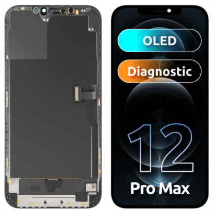 Μονάδα οθόνης LCD MP για Apple iPhone 12 Pro Max, Έκδοση διαγνωστικού ελέγχου OLED, Aftermarket, Μαύρο