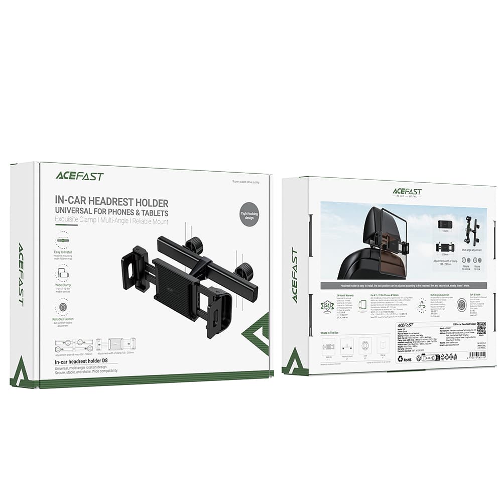 Acefast car headrest holder for phone and tablet (135-230mm wide) Μαύρο (D8 Μαύρο) - Image 7