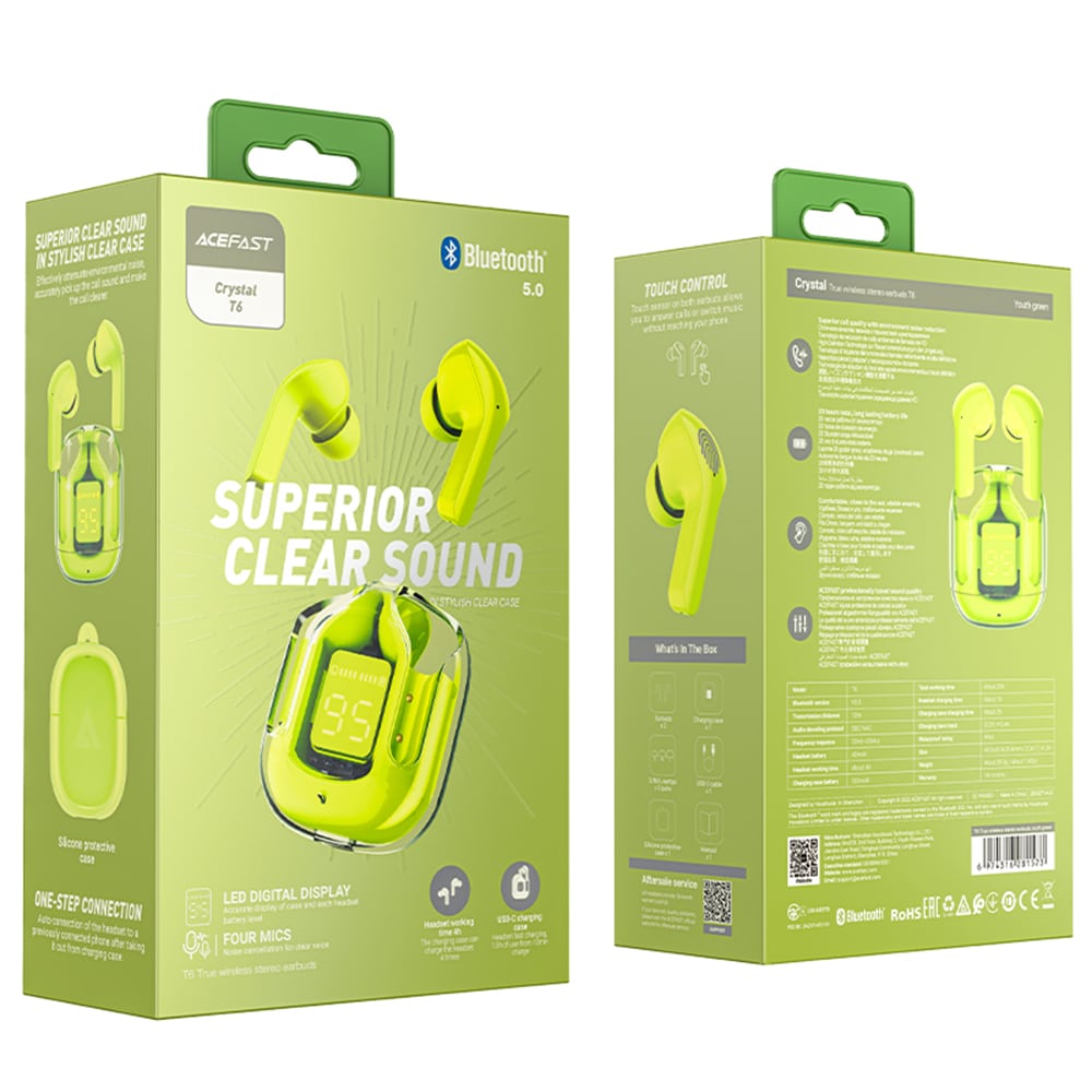 Acefast in-ear wireless TWS Bluetooth headphones Πράσινο (T6 youth Πράσινο) - Image 7