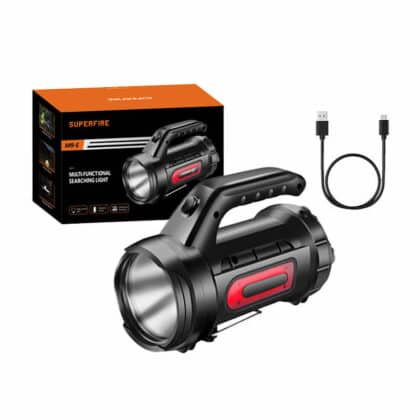Φακός εξερευνητής Superfire M9-E – 900 lm, 473 μ., 6000 mAh, 5 ώρες λειτουργίας, powerbank