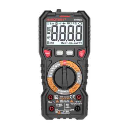 Habotest Ψηφιακό Πολύμετρο με Φακό HT118C, True RMS, NCV, Δοκιμή Μπαταριών (Μαύρο)