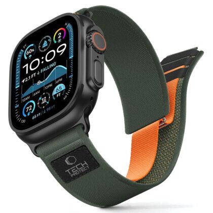 TECH-PROTECT NYLON ELITE APPLE WATCH 8 / 9 / 10 / 11 / SE / ULTRA (44 / 45 / 46 / 49 MM) ΠΡΑΣΙΝΟ/ΠΟΡΤΟΚΑΛΙ
