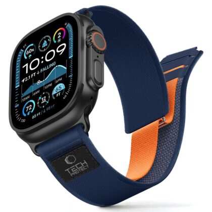 TECH-PROTECT NYLON ELITE APPLE WATCH 8 / 9 / 10 / 11 / SE / ULTRA (44 / 45 / 46 / 49 MM) ΜΠΛΕ/ΠΟΡΤΟΚΑΛΙ