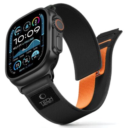TECH-PROTECT NYLON ELITE APPLE WATCH 8 / 9 / 10 / 11 / SE / ULTRA (44 / 45 / 46 / 49 MM) ΜΑΥΡΟ/ΠΟΡΤΟΚΑΛΙ