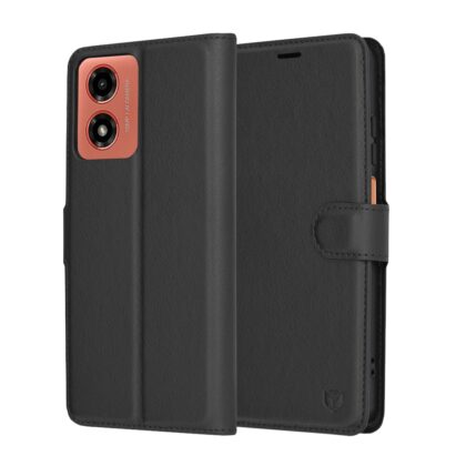 Techsuit Leather Folio - θήκη για Motorola Moto G04 - Μαύρο