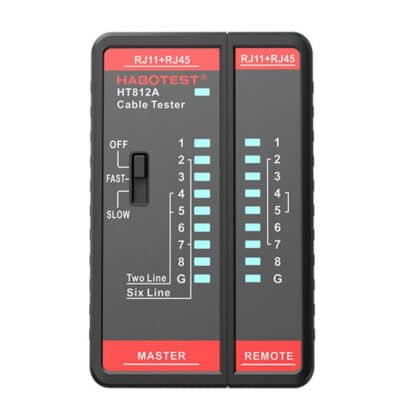 Habotest Tester Καλωδίων Δικτύου HT812A RJ45/RJ14/RJ12/RJ9 (Μαύρο)