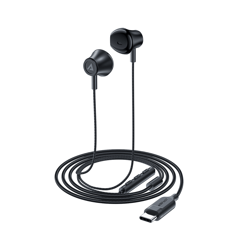 Acefast - Wired Earphones (l2) - Type-C, Half-In-Ear, With Microphone, Remote Control, Flexible Body, 1.2m - Black - Image 5