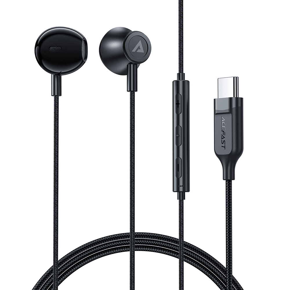 Acefast - Wired Earphones (l2) - Type-C, Half-In-Ear, With Microphone, Remote Control, Flexible Body, 1.2m - Black - Image 2