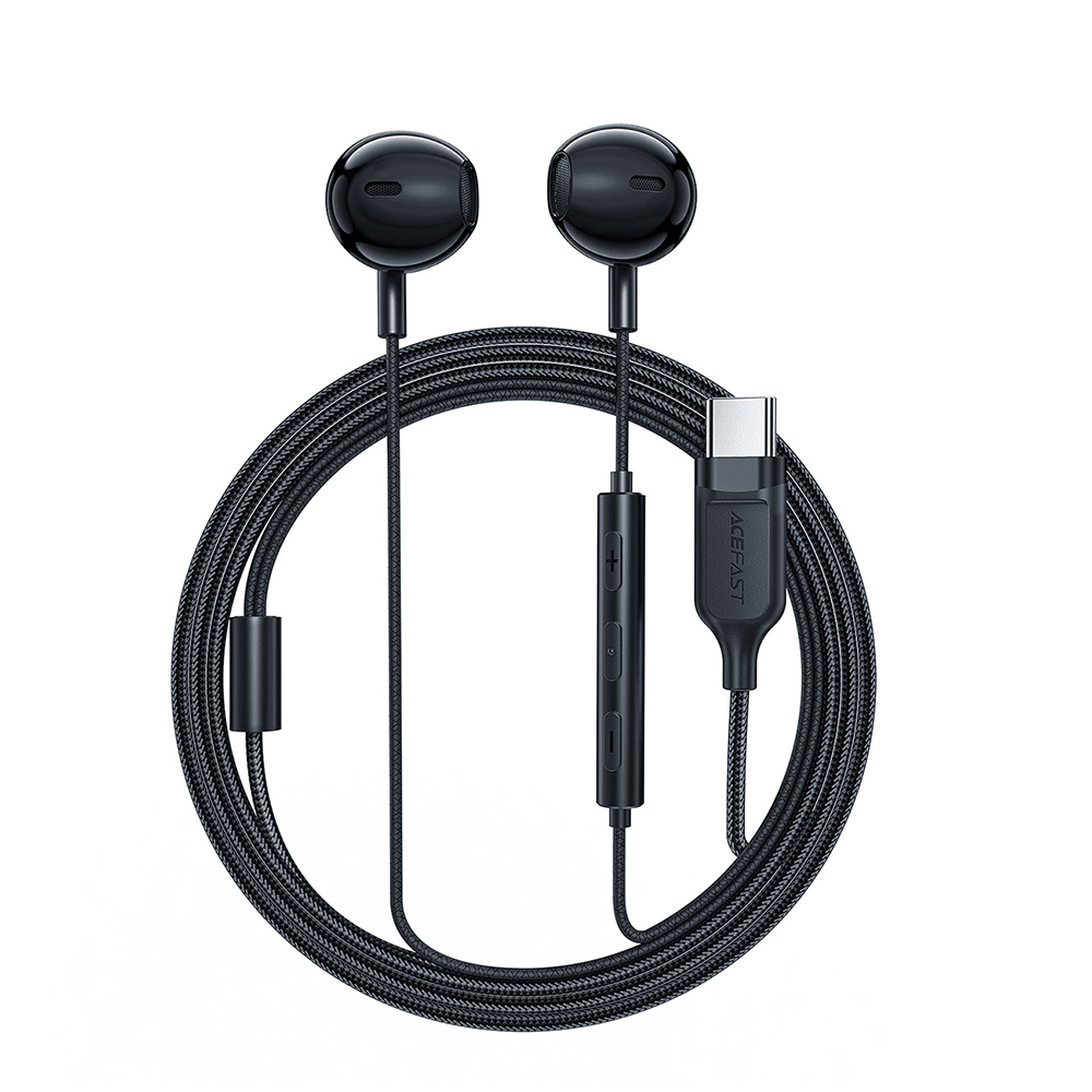 Acefast - Wired Earphones (l2) - Type-C, Half-In-Ear, With Microphone, Remote Control, Flexible Body, 1.2m - Black - Image 4
