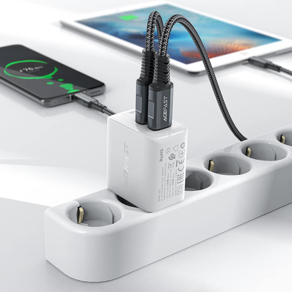 Acefast charger 2x USB 18W QC 3.0, AFC, FCP Μαύρο (A33 Μαύρο) - Image 4