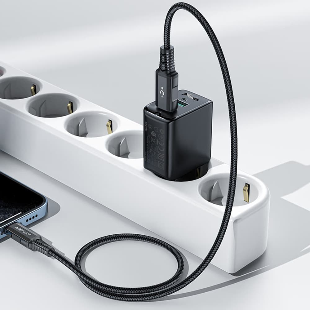 Acefast charger 2x USB 18W QC 3.0, AFC, FCP Μαύρο (A33 Μαύρο) - Image 3