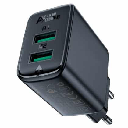 Acefast charger 2x USB 18W QC 3.0, AFC, FCP Μαύρο (A33 Μαύρο)