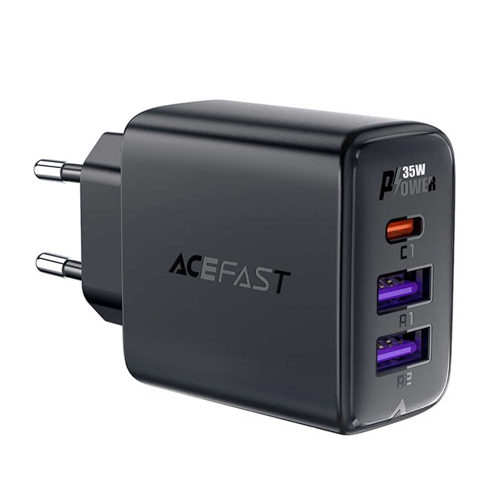 Acefast A57 PD 35W GaN charger 2 x USB-A + USB-C with 3 ports - Μαύρο - Image 2