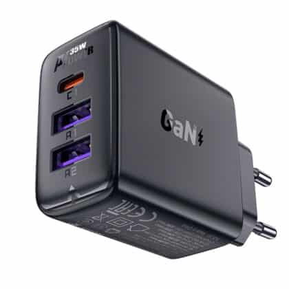 Acefast A57 PD 35W GaN charger 2 x USB-A + USB-C with 3 ports - Μαύρο