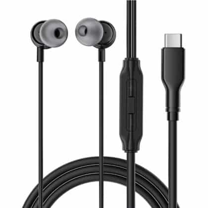 Acefast - Wired Earphones (l8) - Type-C, In-Ear Design, With Microphone, Control Remote, Flexible, Silicone, 1.2m - Black