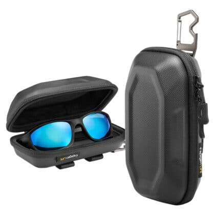Spigen - Θήκη γυαλιών ηλίου με κλειδαριά LF520 (ACS09444) - Universal, με φερμουάρ, ενσωματωμένο μεταλλικό κλιπ και ανοιχτήρι μπουκαλιών - μαύρη