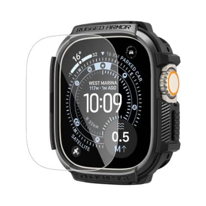 Spigen - Rugged Armor + Προστατευτικό Οθόνης (ACS11414) - Apple Watch Ultra / Ultra 2 / Ultra 3 - Μαύρο