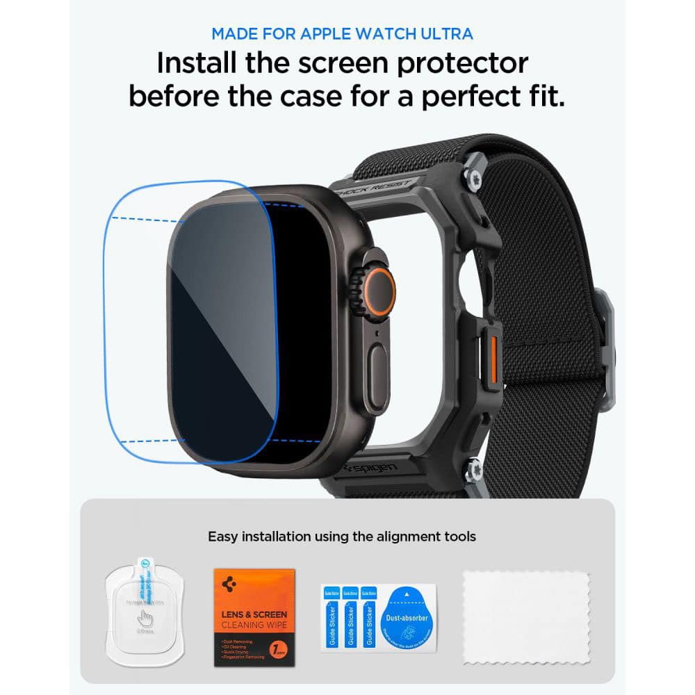 Spigen - Lite Fit "Pro" + Προστατευτικό Οθόνης (ACS11415) - Apple Watch Ultra / Ultra 2 / Ultra 3 - Ματ Μαύρο - Image 7