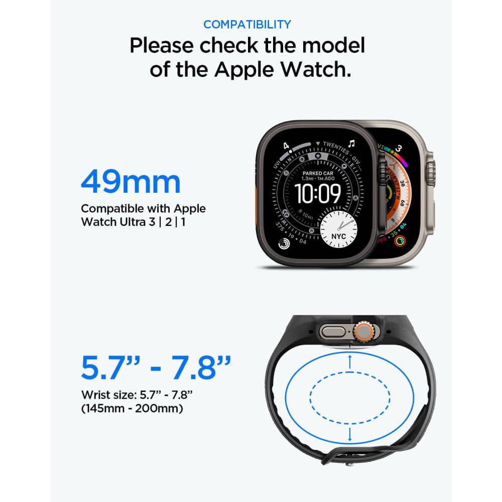 Spigen - Liquid Air Pro + Προστατευτικό Οθόνης (ACS11416) - Apple Watch Ultra / Ultra 2 / Ultra 3 - Ματ Μαύρο - Image 10