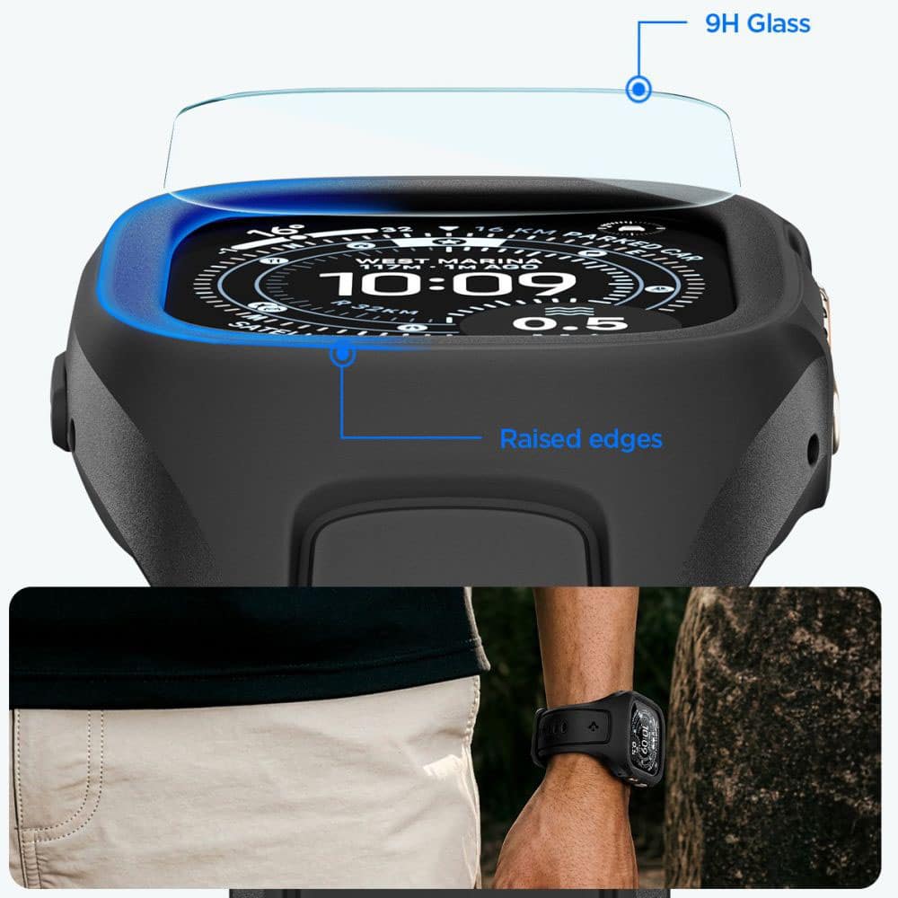 Spigen - Liquid Air Pro + Προστατευτικό Οθόνης (ACS11416) - Apple Watch Ultra / Ultra 2 / Ultra 3 - Ματ Μαύρο - Image 8