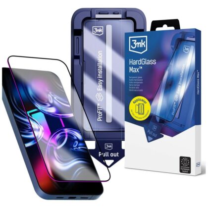 3MK HardGlass Max Σκληρυμένο Γυαλί με Εφαρμοστή για Apple iPhone 15 Pro Max Μαύρο