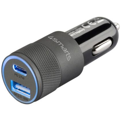 Φορτιστής Αυτοκινήτου 4smarts Charger Rapid+ 27W Γρήγορη Φόρτιση PD γκρι μαύρο