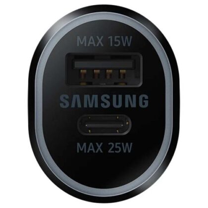 Μαύρος φορτιστής αυτοκινήτου Samsung EP-L4020N με θύρες USB-C και USB-A