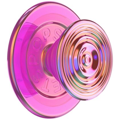 Θήκη τηλεφώνου και βάση Popsockets Round Ripple Aviation Opalescent με ιριδίζουσα απόχρωση και ροζ χρώμα