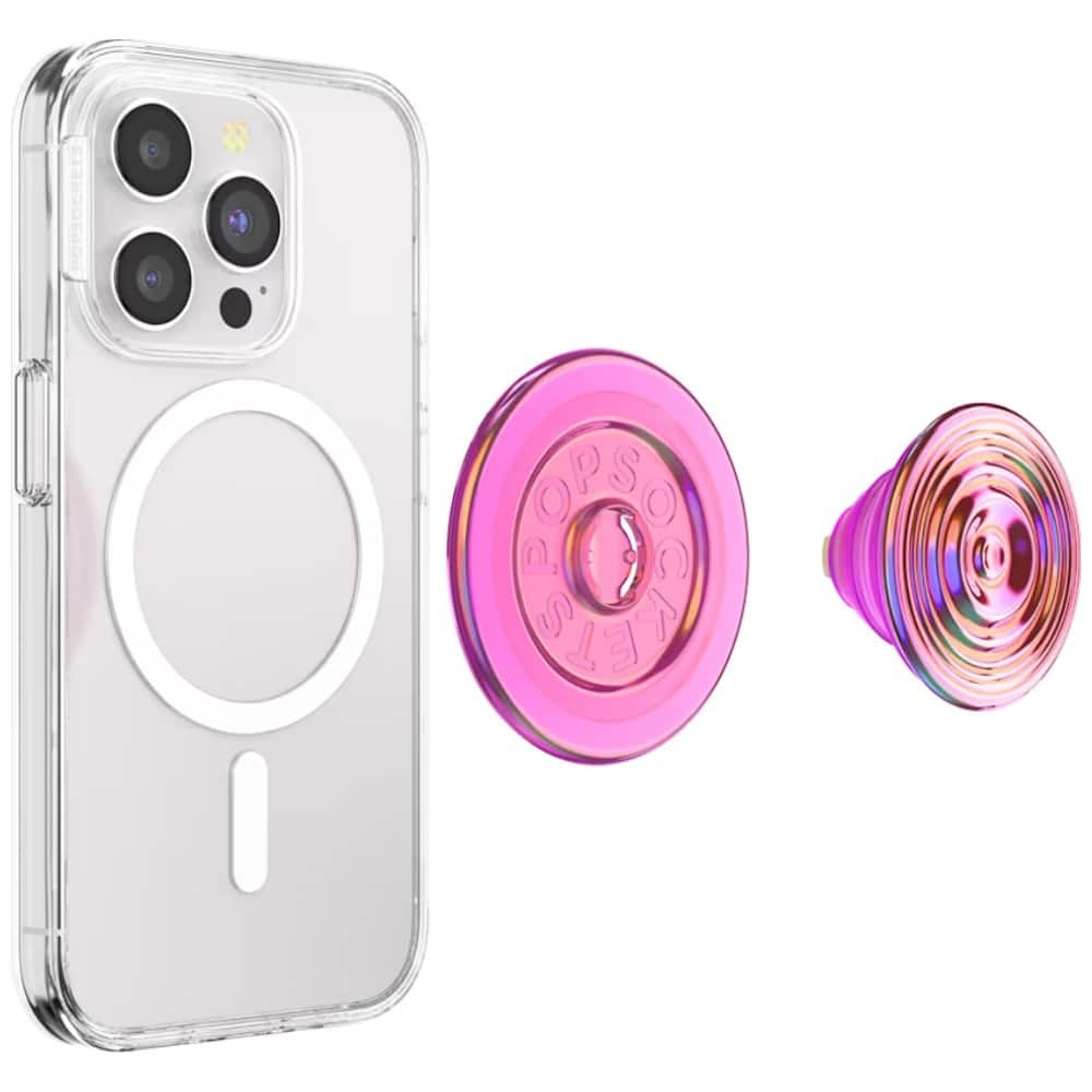 Θήκη τηλεφώνου και βάση Popsockets Round Ripple Aviation Opalescent με ιριδίζουσα απόχρωση και ροζ χρώμα - Image 4