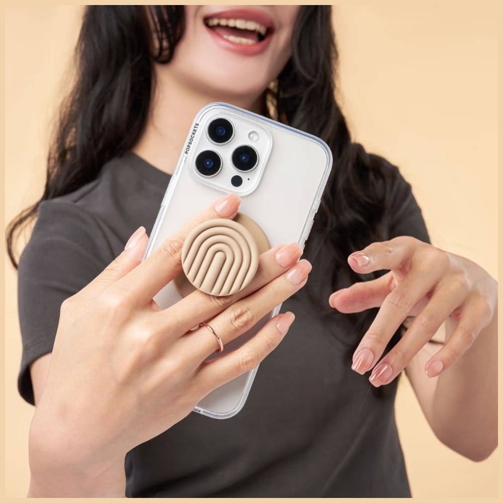 Βάση και θήκη τηλεφώνου Popsockets MagSafe Round PopOut Latte Curves MagSafe, μπεζ - Image 6