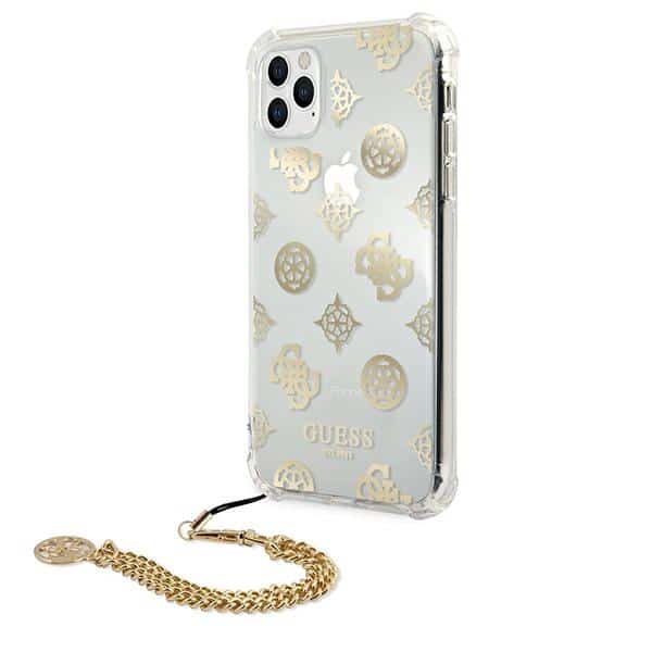 Guess GUHCN58KSPEGO Χρυσή σκληρή θήκη iPhone 11 Pro 5,8" με αλυσίδα Peony Chain - Image 2