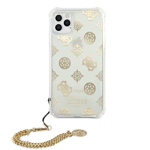 Guess GUHCN58KSPEGO Χρυσή σκληρή θήκη iPhone 11 Pro 5,8" με αλυσίδα Peony Chain - Image 3
