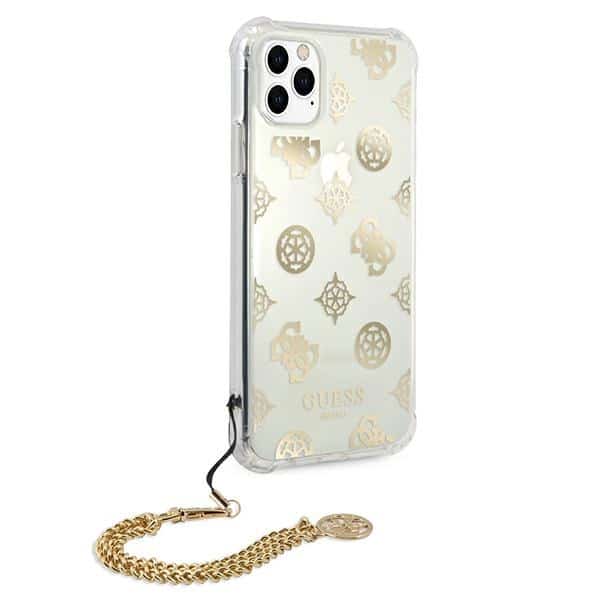 Guess GUHCN58KSPEGO Χρυσή σκληρή θήκη iPhone 11 Pro 5,8" με αλυσίδα Peony Chain - Image 4