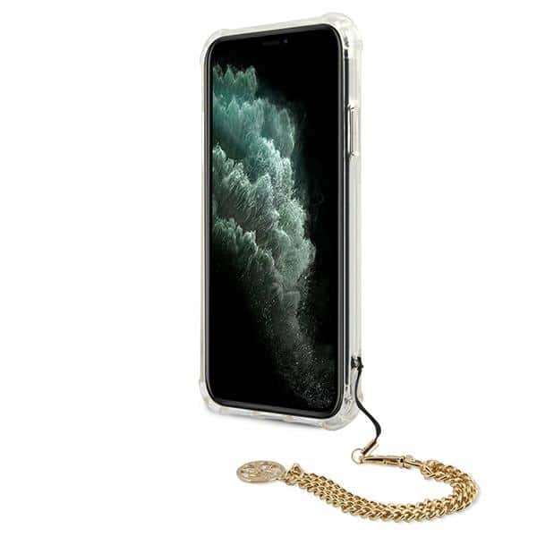 Guess GUHCN58KSPEGO Χρυσή σκληρή θήκη iPhone 11 Pro 5,8" με αλυσίδα Peony Chain - Image 5