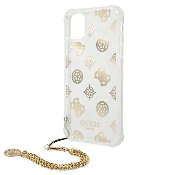 Guess GUHCN58KSPEGO Χρυσή σκληρή θήκη iPhone 11 Pro 5,8" με αλυσίδα Peony Chain - Image 6
