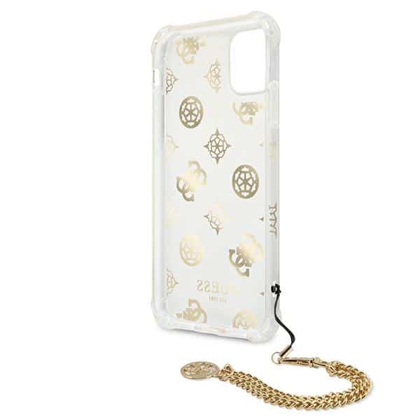 Guess GUHCN58KSPEGO Χρυσή σκληρή θήκη iPhone 11 Pro 5,8" με αλυσίδα Peony Chain - Image 7