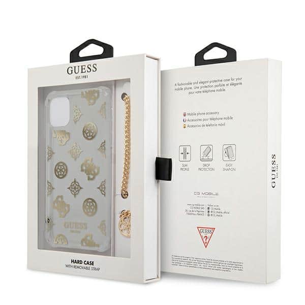 Guess GUHCN58KSPEGO Χρυσή σκληρή θήκη iPhone 11 Pro 5,8" με αλυσίδα Peony Chain - Image 8