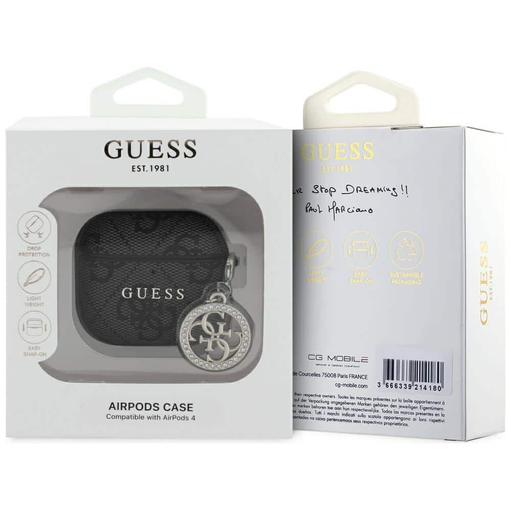Θήκη Guess 4G Strass Charm για AirPods 4 μαύρη - Image 3