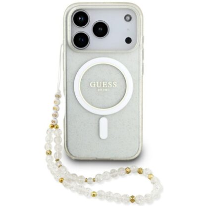 Guess IML Glitter Pearl Strap MagSafe - θήκη για Apple iPhone 17 Pro - Διάφανο