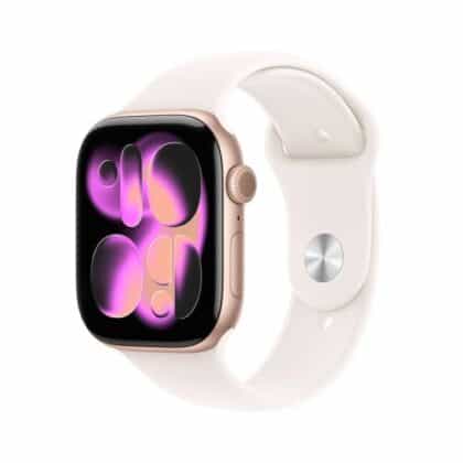 Apple Watch Series 11 (2025) GPS 46mm Rose Gold Θήκη Αλουμινίου, Ανοιχτό Ρουζ Αθλητικό Μπρασελέ M/L EU MEV74QL/A