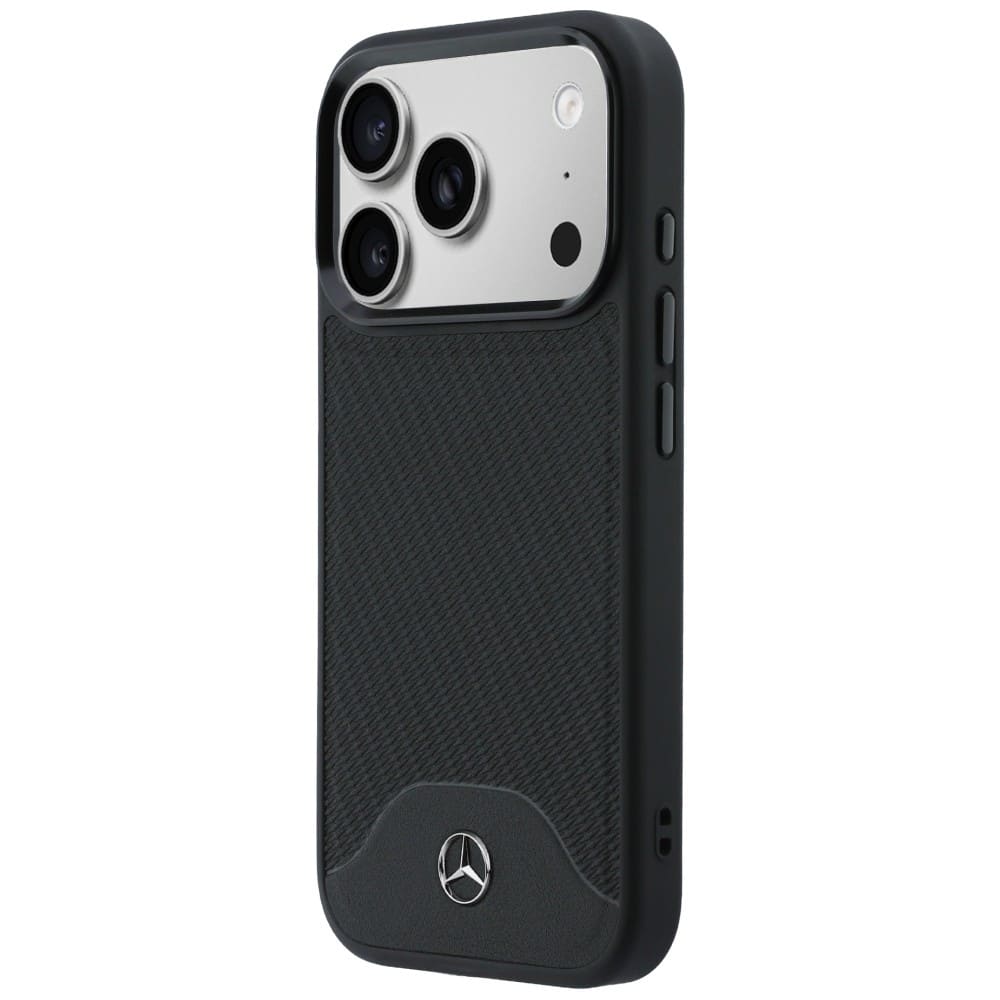 Θήκη Mercedes Δερμάτινη MagSafe με εφέ ξύλου και καμπύλης για iPhone 17 Pro Max, μαύρη - Image 2